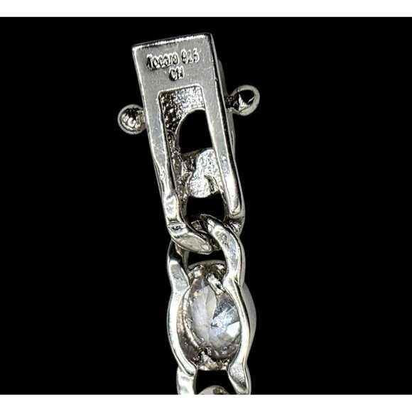 New Tocara Sterling Silver Bracelet Oval DiAmi Crystals Sparkle Curb Link 7.75" - Picture 7 of 12
